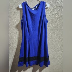 New York & Company Blue Sleeveless Dress with Black Accents